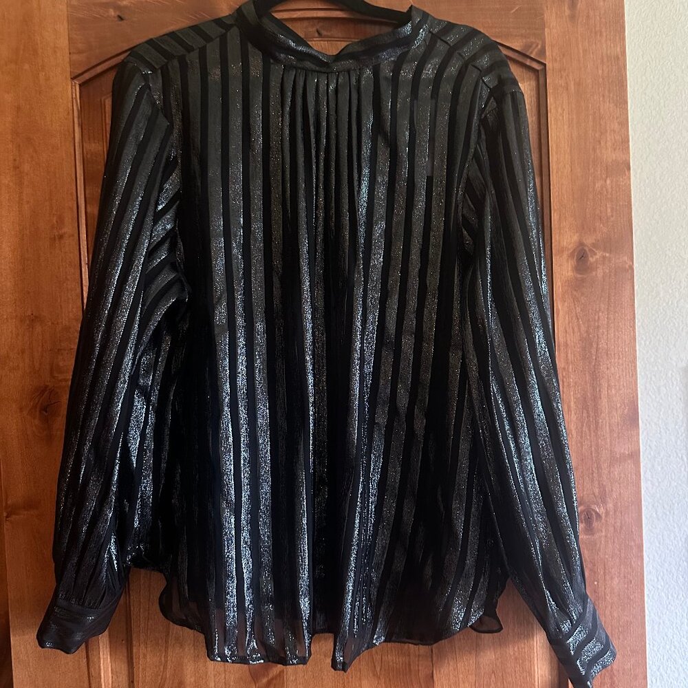 J.Crew Metallic Chiffon Mockneck Top | NWT